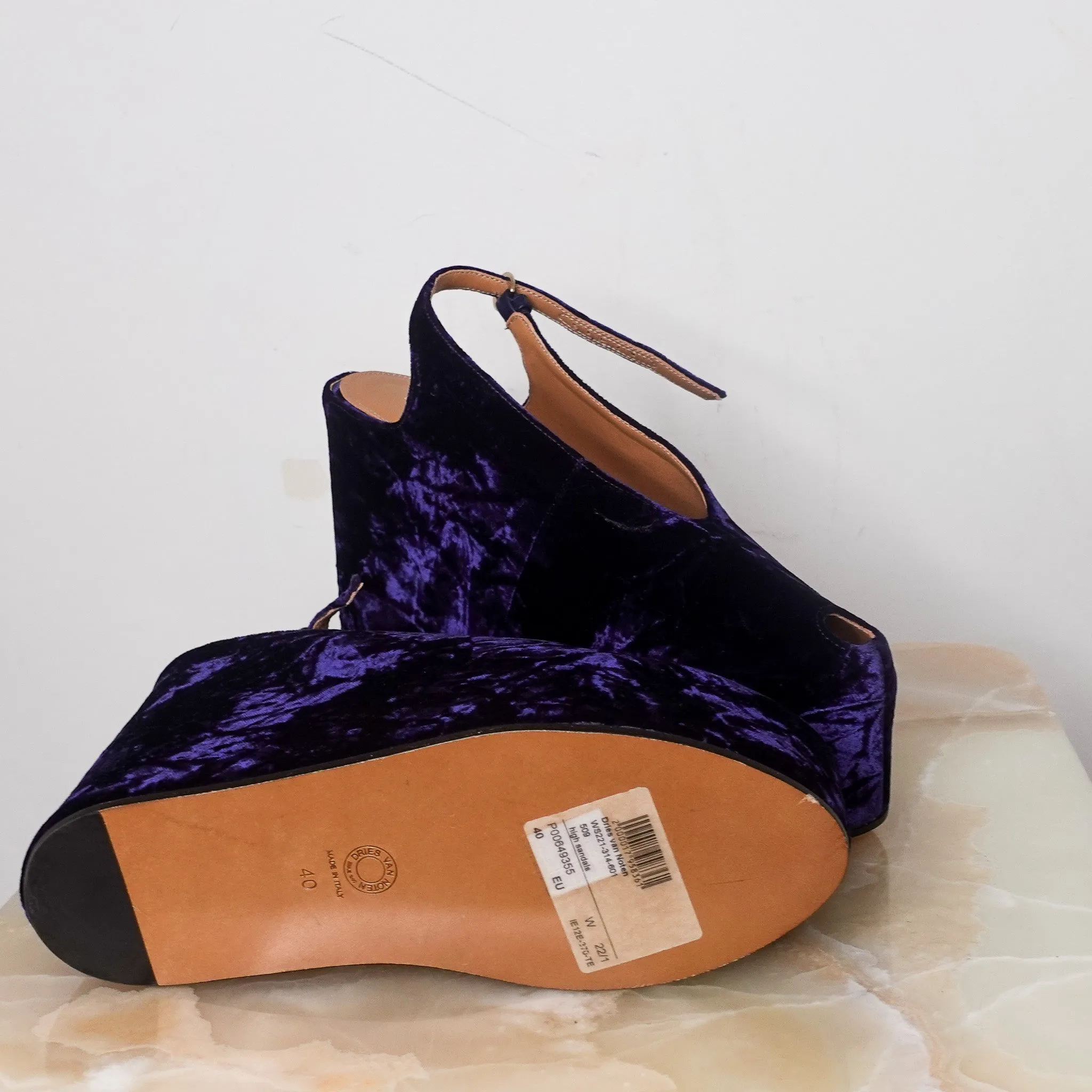NEW Crushed velvet high wedges RRP £450