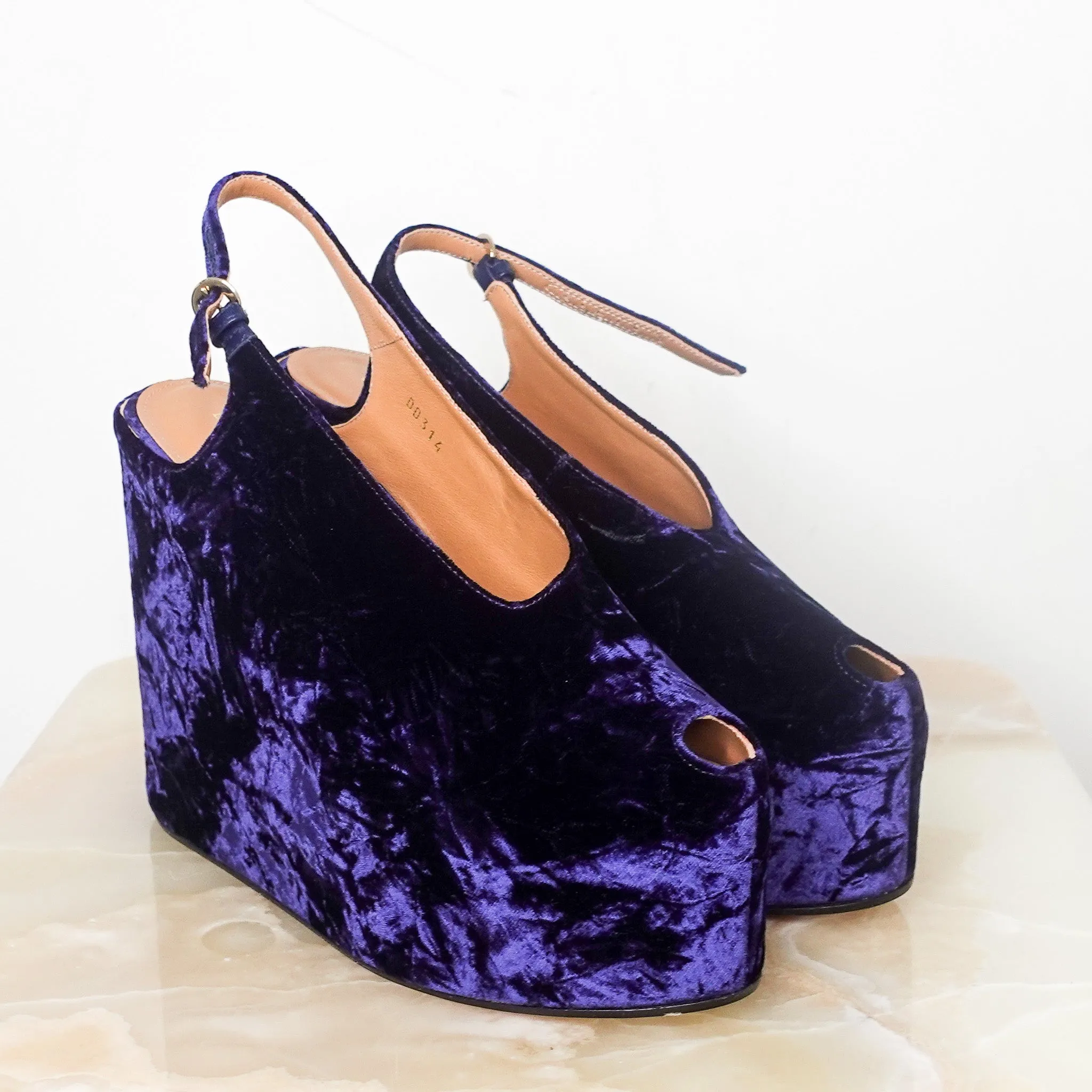 NEW Crushed velvet high wedges RRP £450