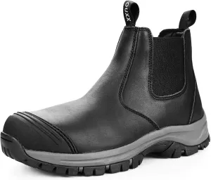 OUXX Steel Toe Chelsea Work Boots for Men  Slip-On Safety Boot, Waterproof Leather, Slip-Resistant Sole, Kevlar Puncture-Proof Midsole, ASTM F2413-18 EH Rated