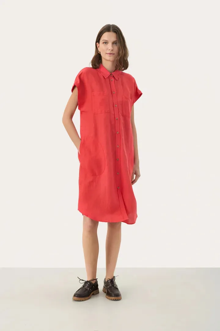 Part Two Ellena linen blend shirt dress Bittersweet