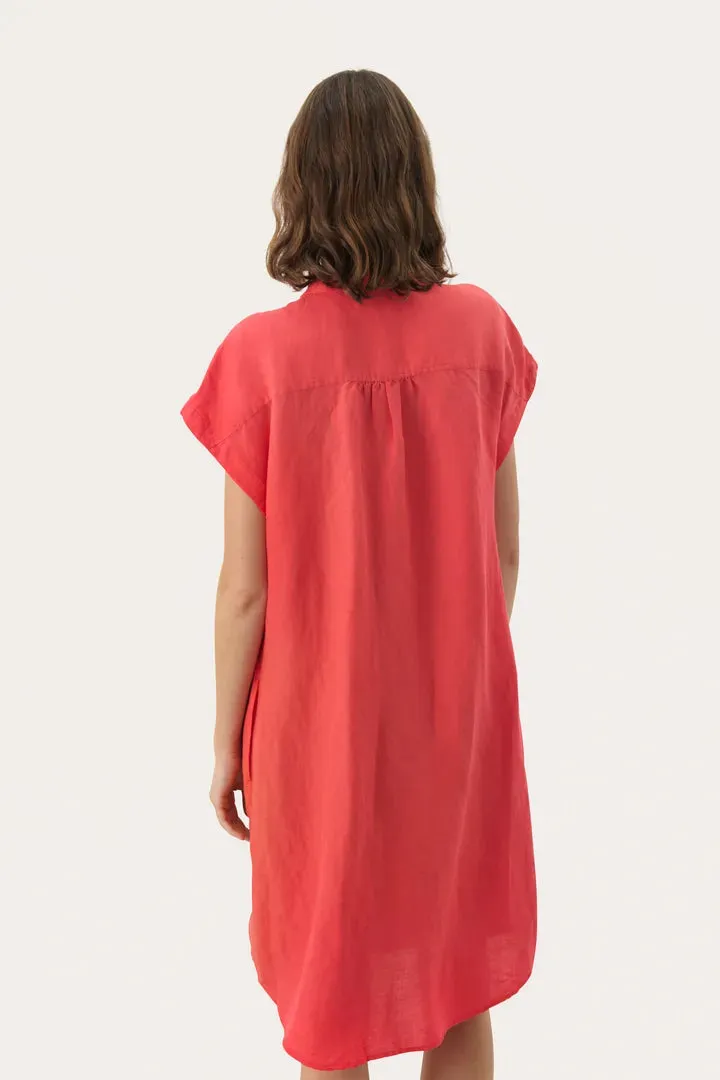 Part Two Ellena linen blend shirt dress Bittersweet