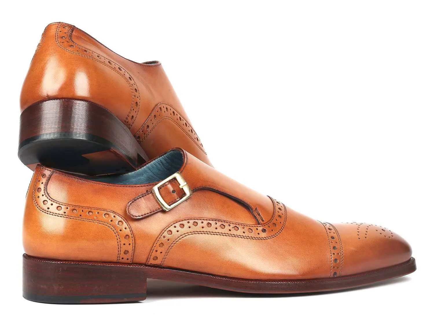 Paul Parkman Men's Cognac Cap Toe Monkstrap
