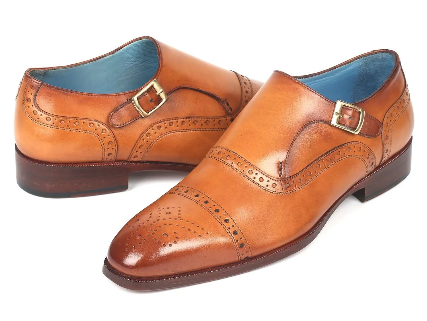 Paul Parkman Men's Cognac Cap Toe Monkstrap