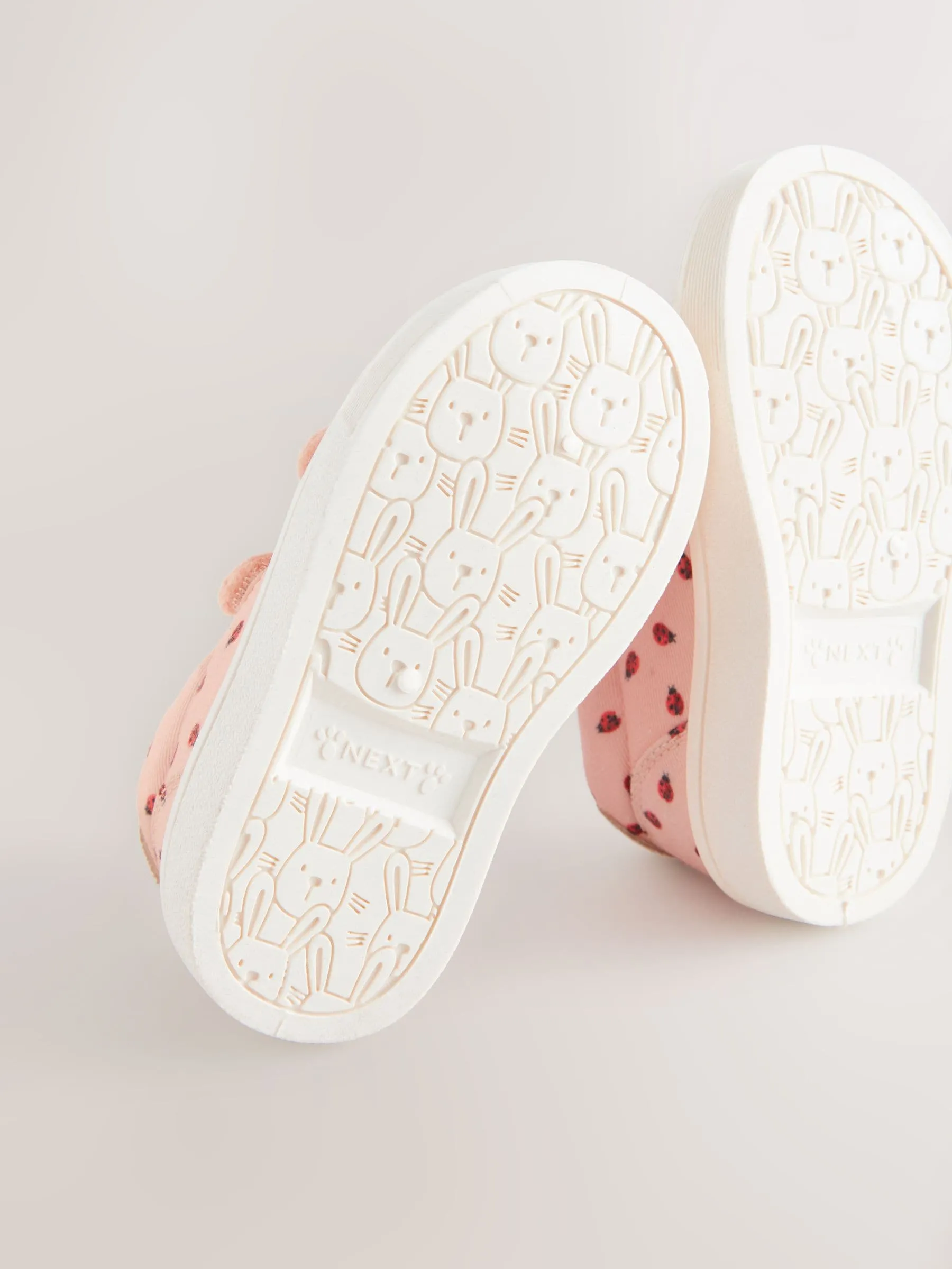 Pink Ladybird Wide Fit (G) Touch Fasten Strap Machine Washable Trainers