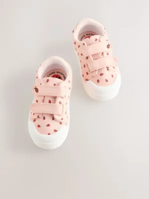 Pink Ladybird Wide Fit (G) Touch Fasten Strap Machine Washable Trainers