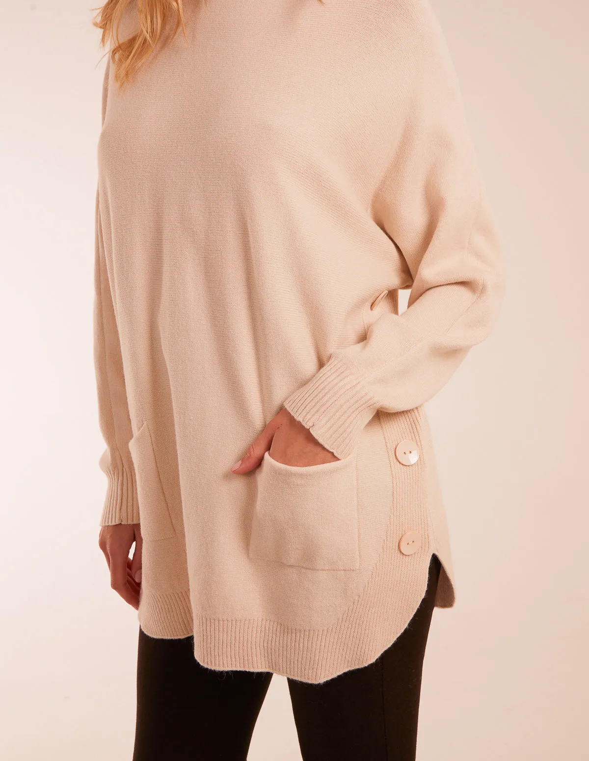 Pocket Slash Neck Jumper