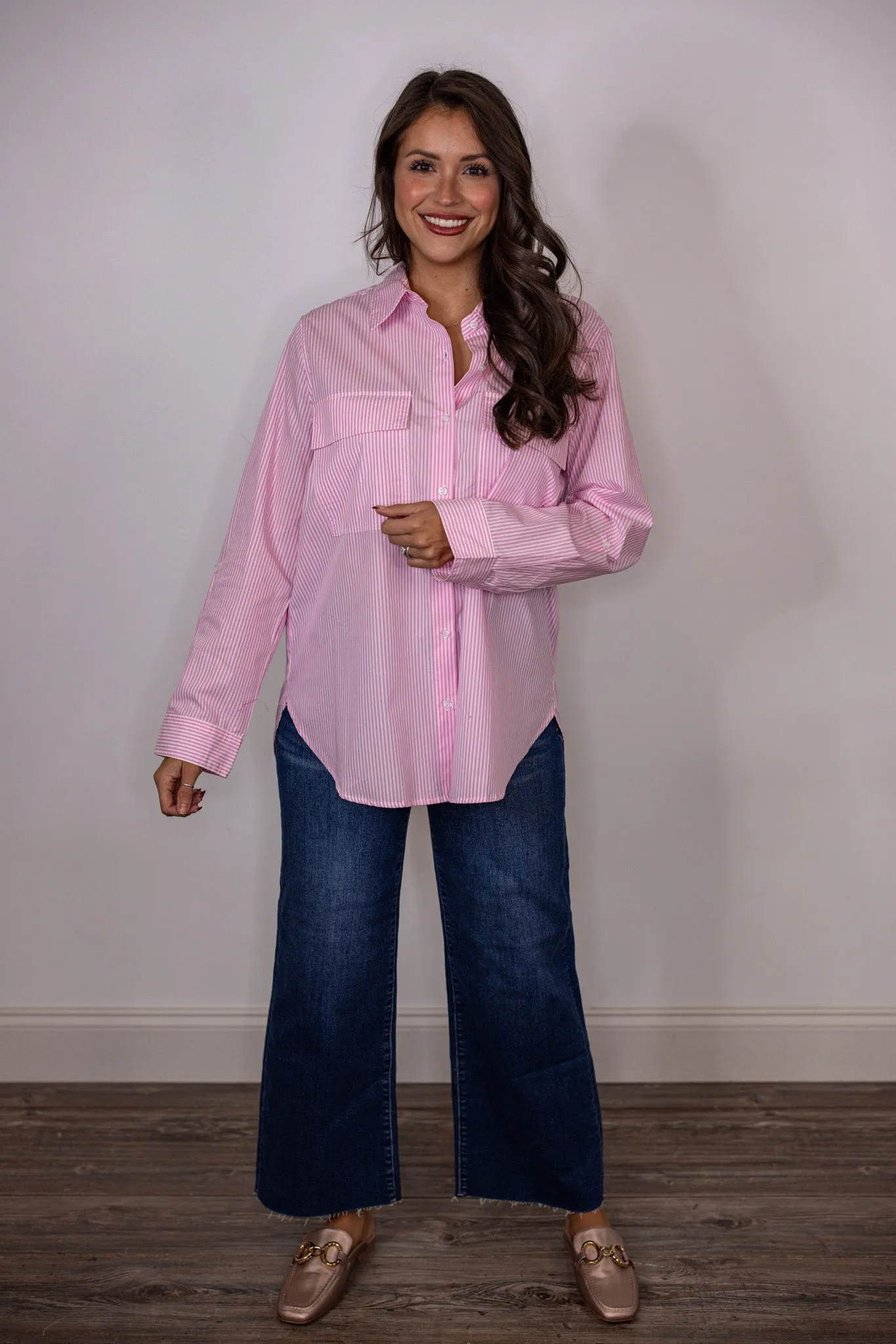 Sunny Days Pink Striped Top