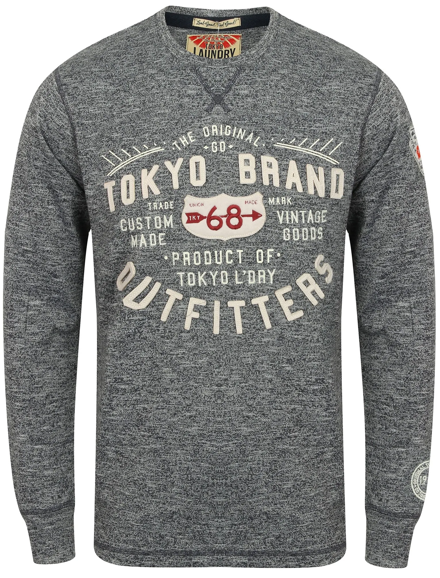 Timperley Long Sleeve Top with Motif in Dark Navy - Tokyo Laundry