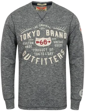 Timperley Long Sleeve Top with Motif in Dark Navy - Tokyo Laundry