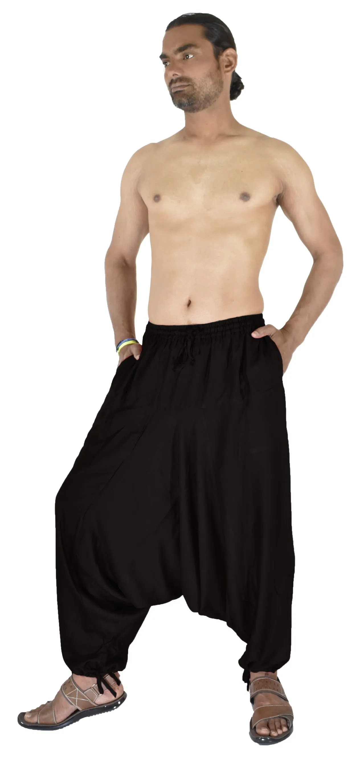 Whitewhale Men's Rayon Solid Harem Pants Yoga Trousers Hippie Pant