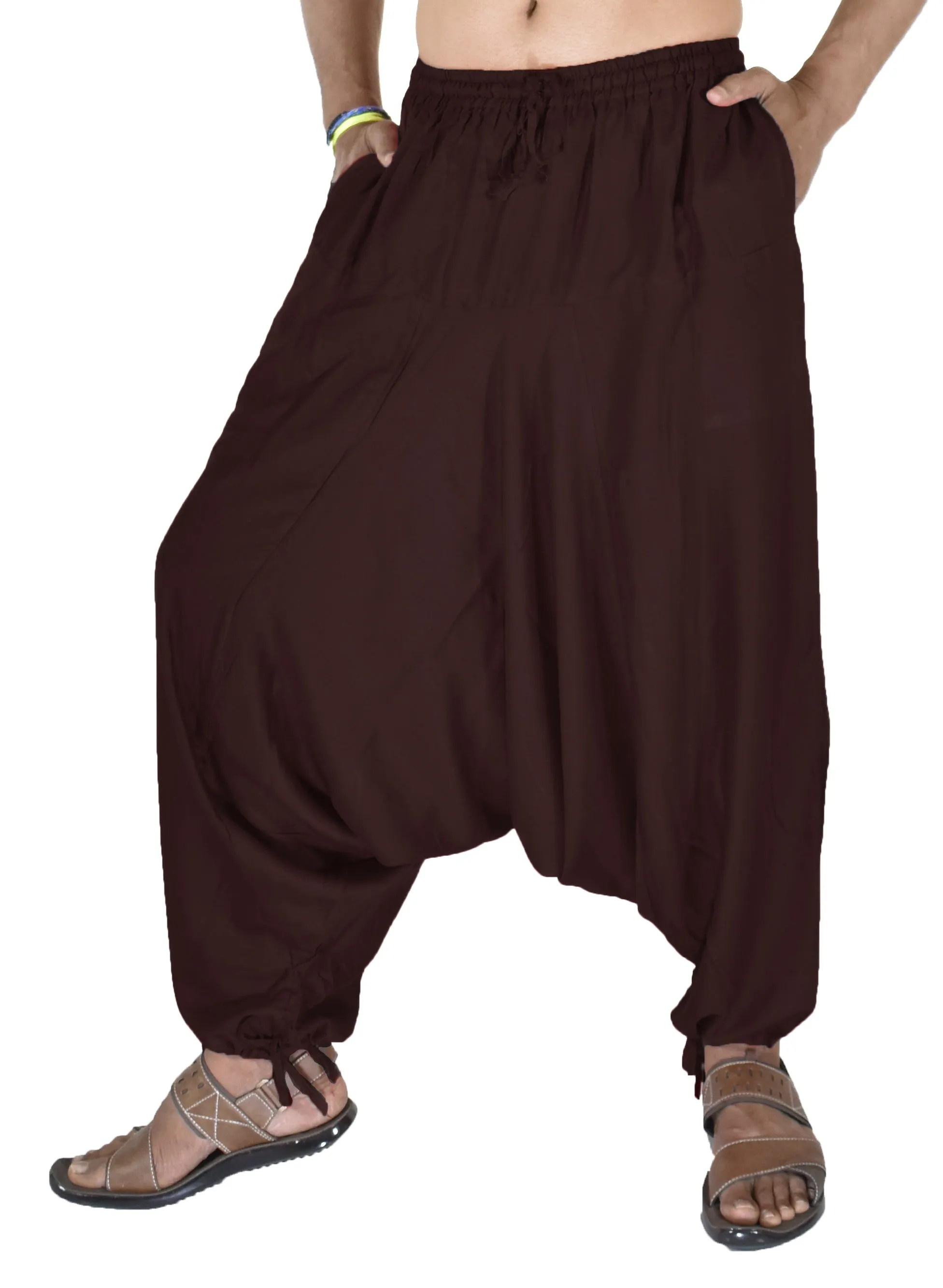 Whitewhale Men's Rayon Solid Harem Pants Yoga Trousers Hippie Pant