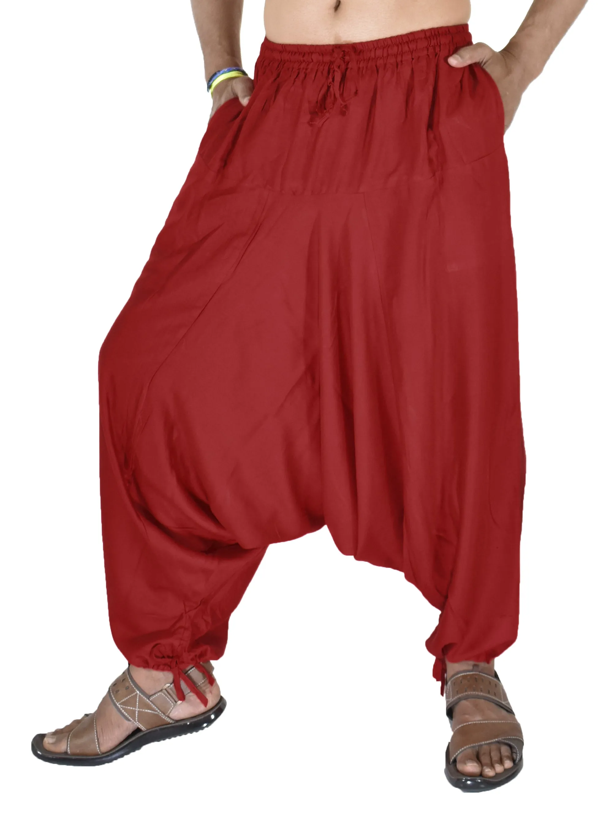 Whitewhale Men's Rayon Solid Harem Pants Yoga Trousers Hippie Pant