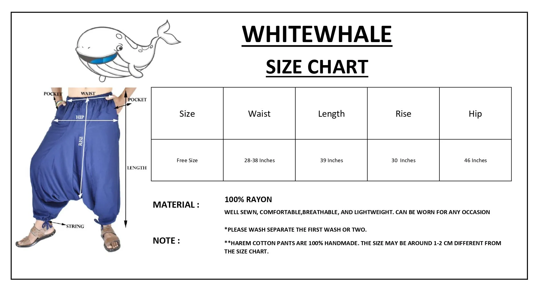 Whitewhale Men's Rayon Solid Harem Pants Yoga Trousers Hippie Pants