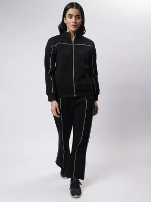 Winter Luxe Black Contrast Piping Co-ord Set