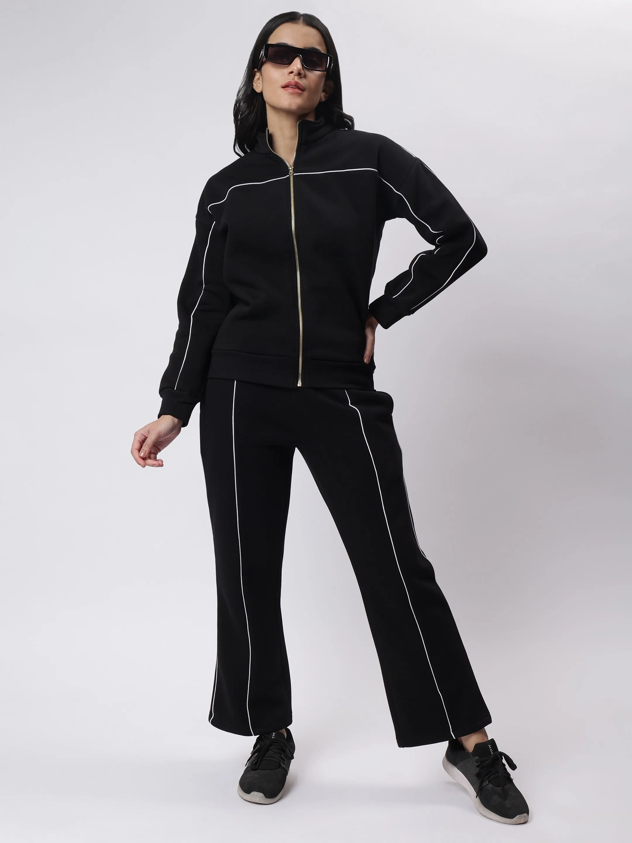 Winter Luxe Black Contrast Piping Co-ord Set