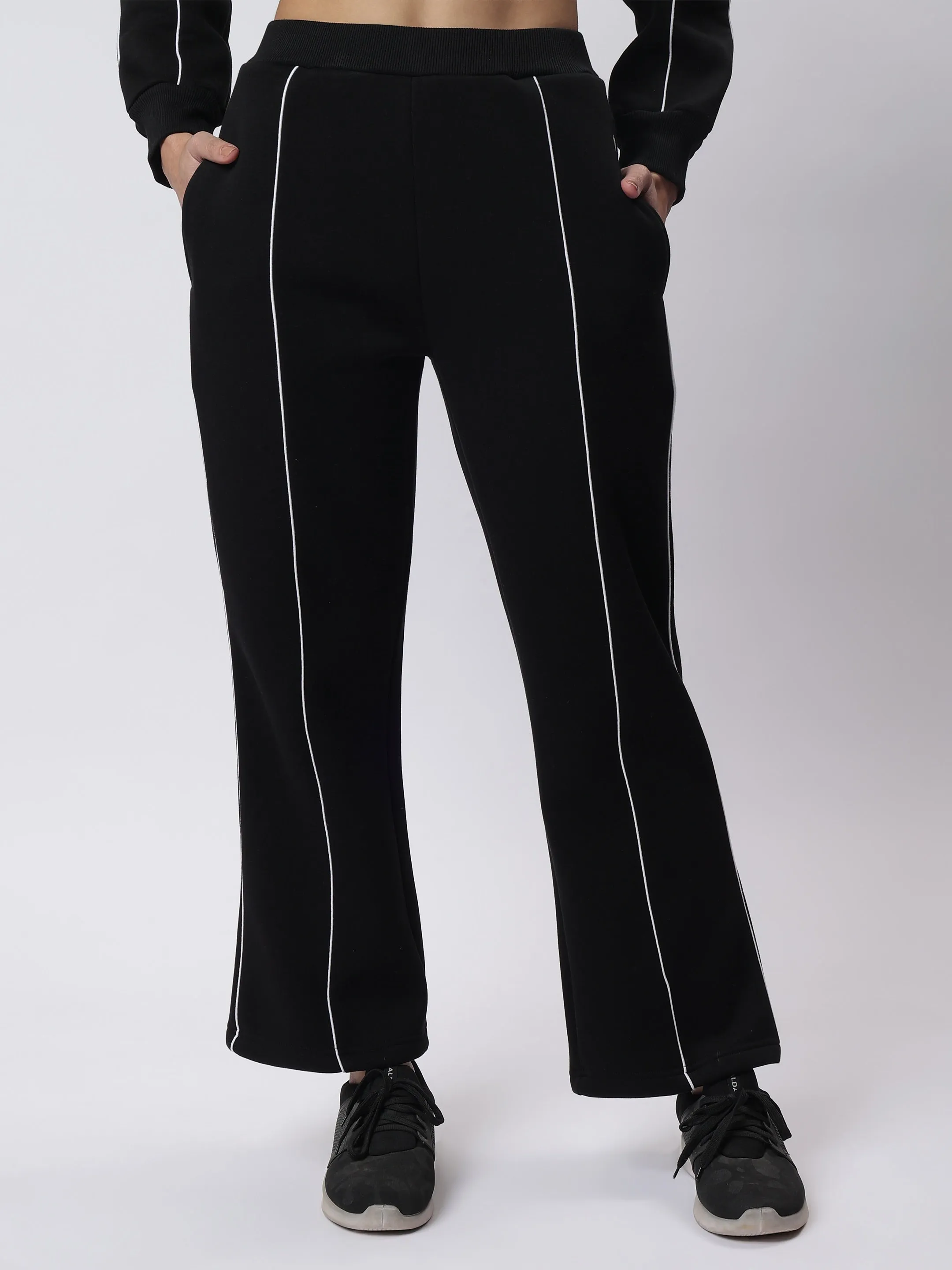 Winter Luxe Black Contrast Piping Co-ord Set