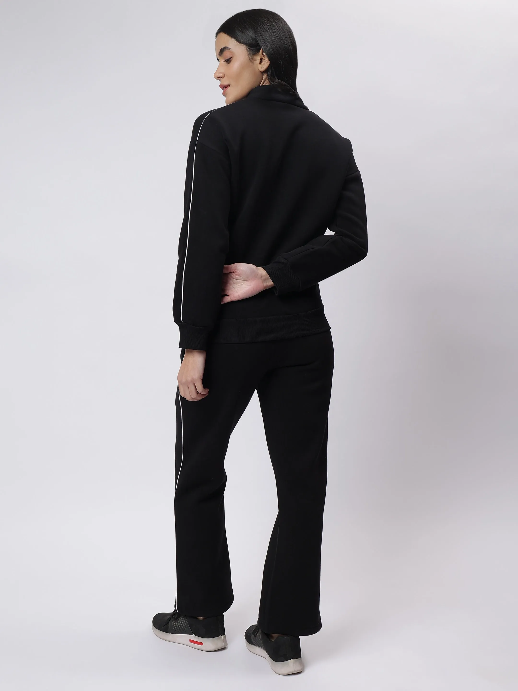 Winter Luxe Black Contrast Piping Co-ord Set