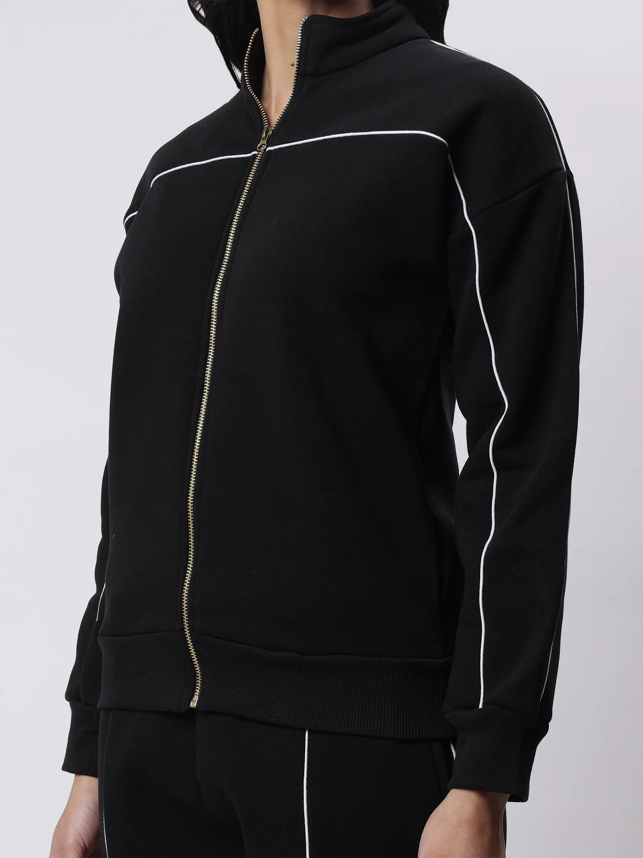 Winter Luxe Black Contrast Piping Co-ord Set