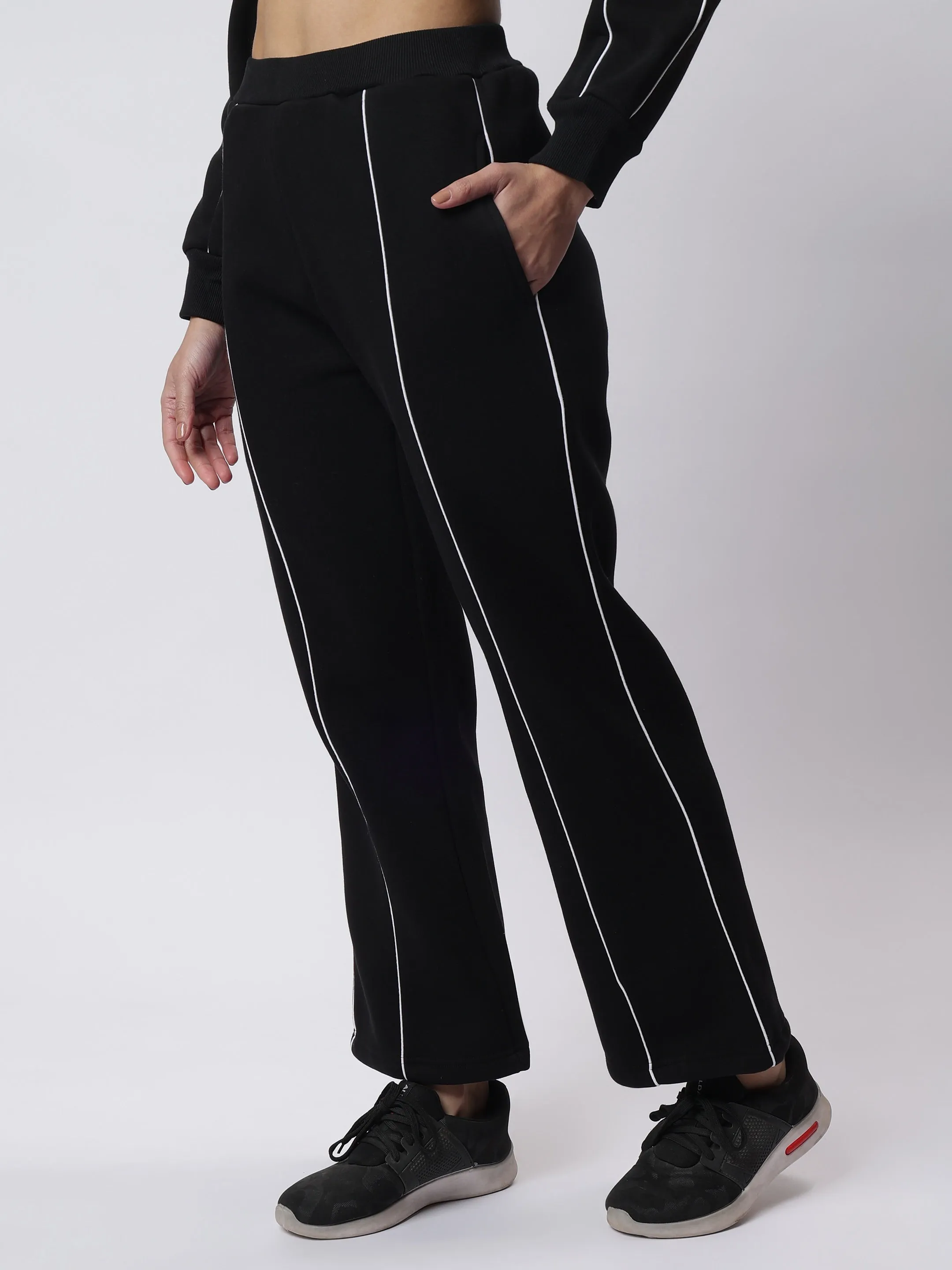 Winter Luxe Black Contrast Piping Co-ord Set