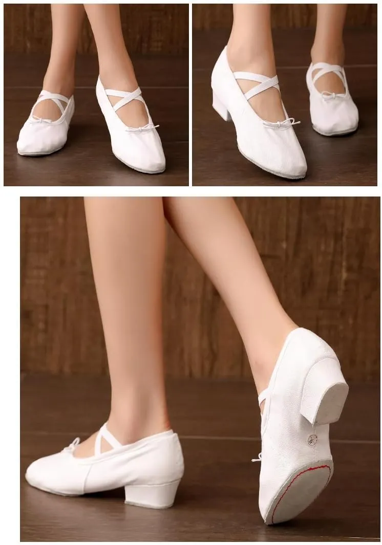 Women's Jazz Shoes Lace-up Ballet Sneakers Professional Training Indoor and Outdoor Distinction Dance Shoes Platform Walking Two-Point Dance Sneakers