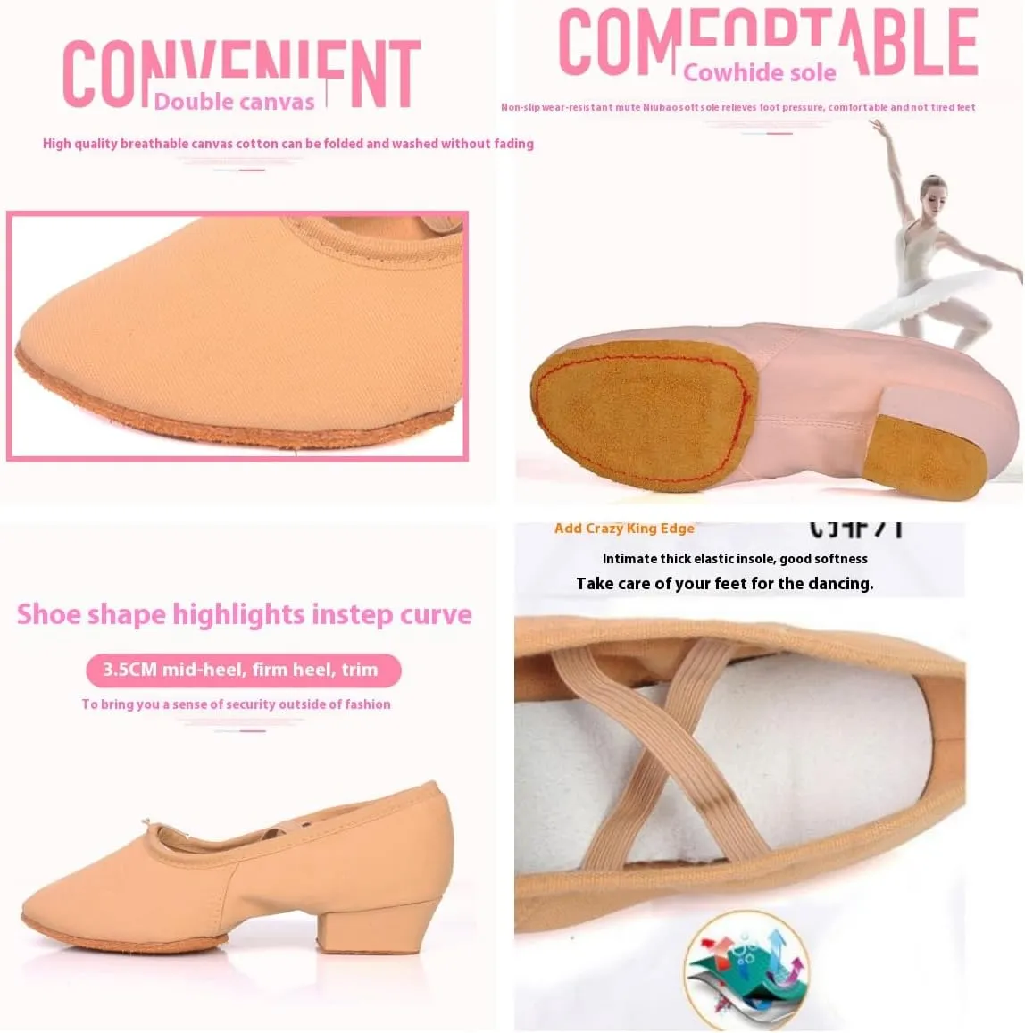 Women's Jazz Shoes Lace-up Ballet Sneakers Professional Training Indoor and Outdoor Distinction Dance Shoes Platform Walking Two-Point Dance Sneakers