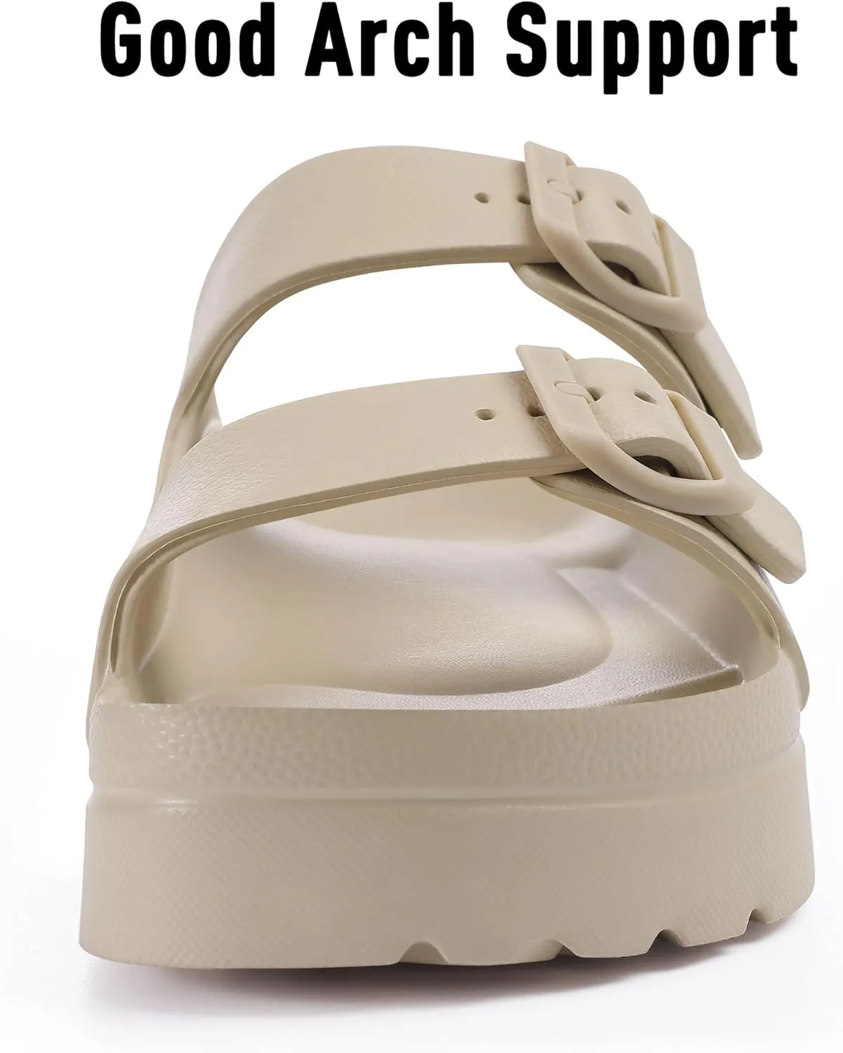 Women's Platform Sandals with Arch Support, Chunky Lightweight Foam Slip on Slides, Comfortable Summer Beach Sandals with Adjustable Buckle
