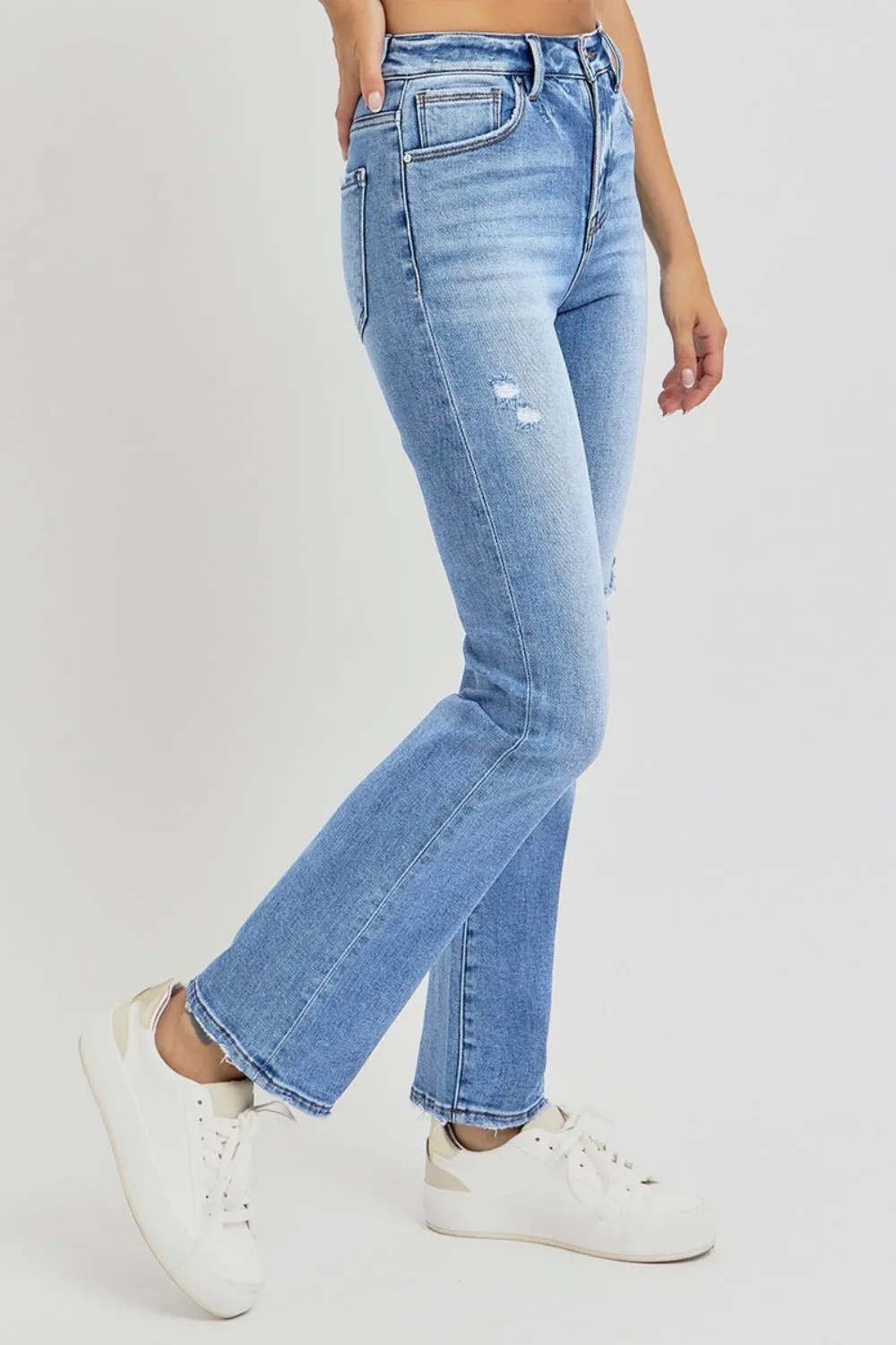 Womens RISEN Full Size Distressed High-Rise Ankle Straight Jeans (0(24)-3XL)