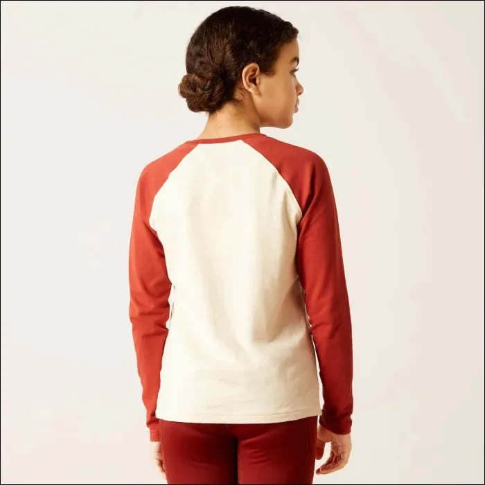 Youth Dala Horses LS Tee - Oatmeal Heather/Red Ochre