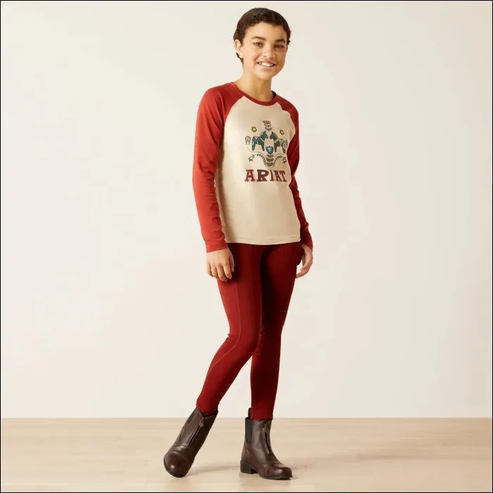 Youth Dala Horses LS Tee - Oatmeal Heather/Red Ochre