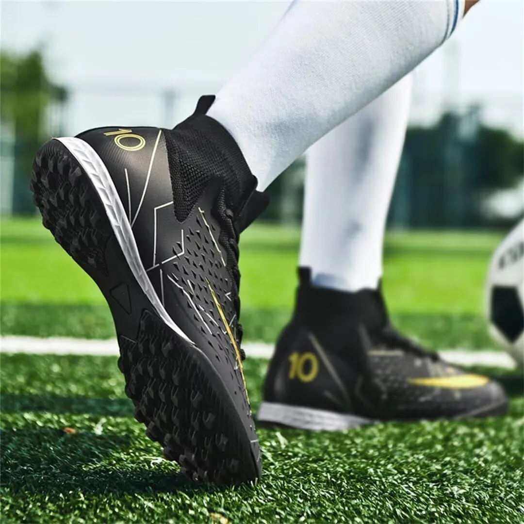 Youth Turf Soccer Shoes Mens Women High top Football Boots Indoor Athletic Ankle Shoes Spikes Indoor Soccer Cleats AG