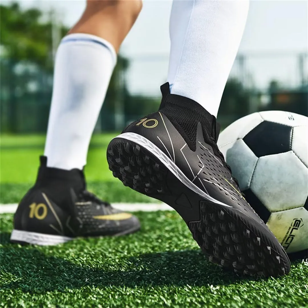 Youth Turf Soccer Shoes Mens Women High top Football Boots Indoor Athletic Ankle Shoes Spikes Indoor Soccer Cleats AG