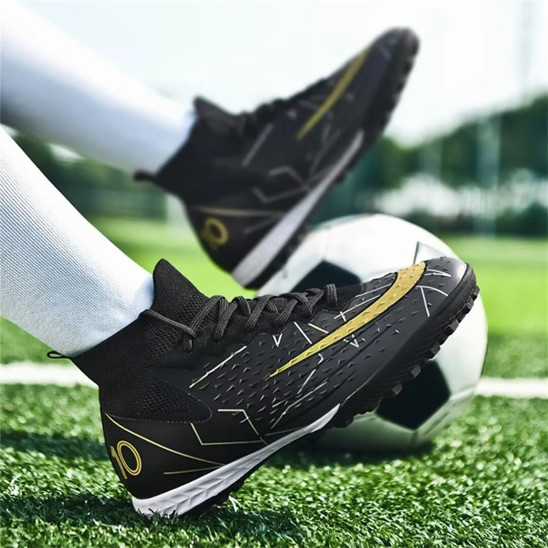 Youth Turf Soccer Shoes Mens Women High top Football Boots Indoor Athletic Ankle Shoes Spikes Indoor Soccer Cleats AG