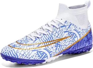 Youth Turf Soccer Shoes Mens Women High top Football Boots Indoor Athletic Ankle Shoes Spikes Indoor Soccer Cleats AG