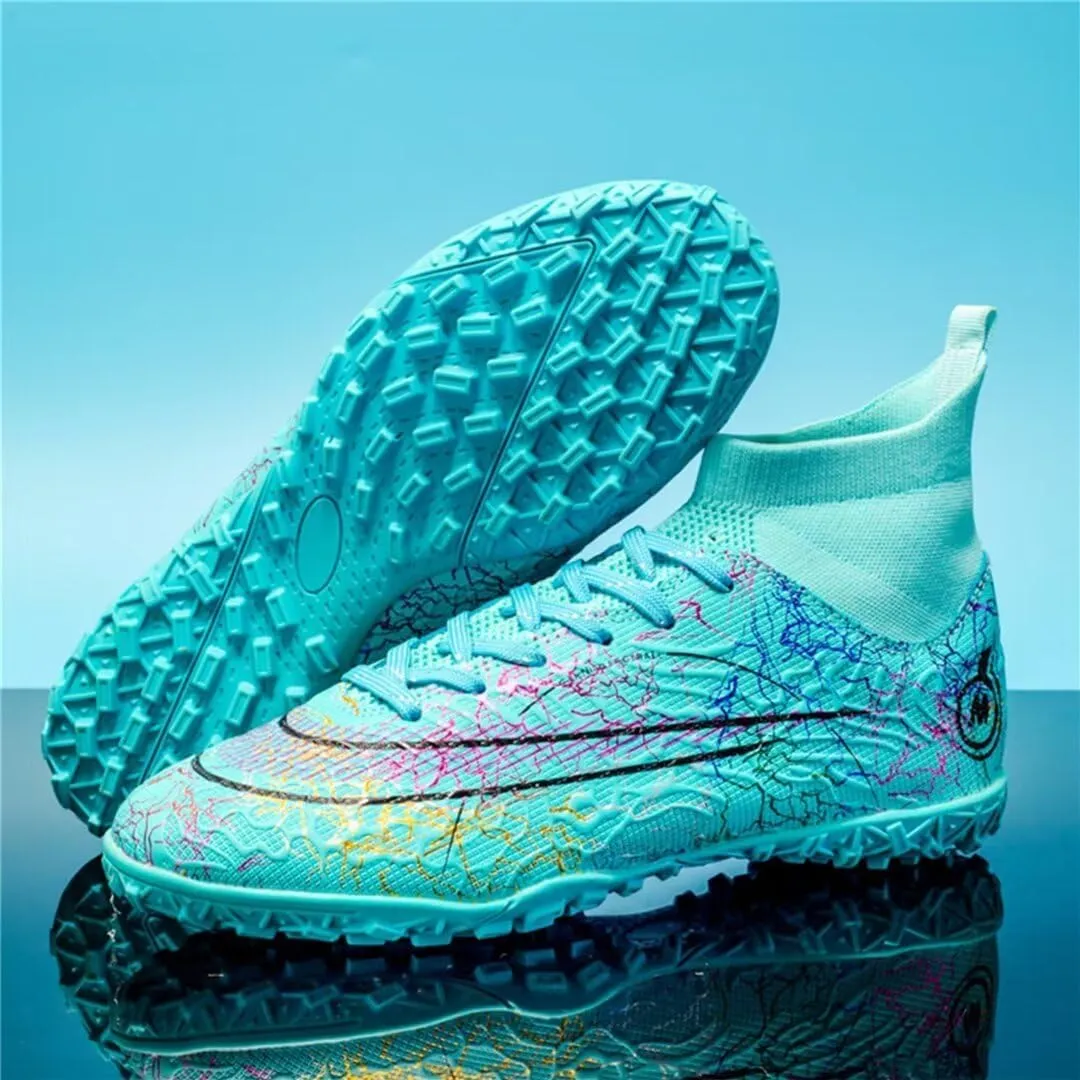Youth Turf Soccer Shoes Mens Women High top Football Boots Indoor Athletic Ankle Shoes Spikes Indoor Soccer Cleats AG