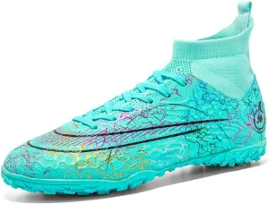 Youth Turf Soccer Shoes Mens Women High top Football Boots Indoor Athletic Ankle Shoes Spikes Indoor Soccer Cleats AG