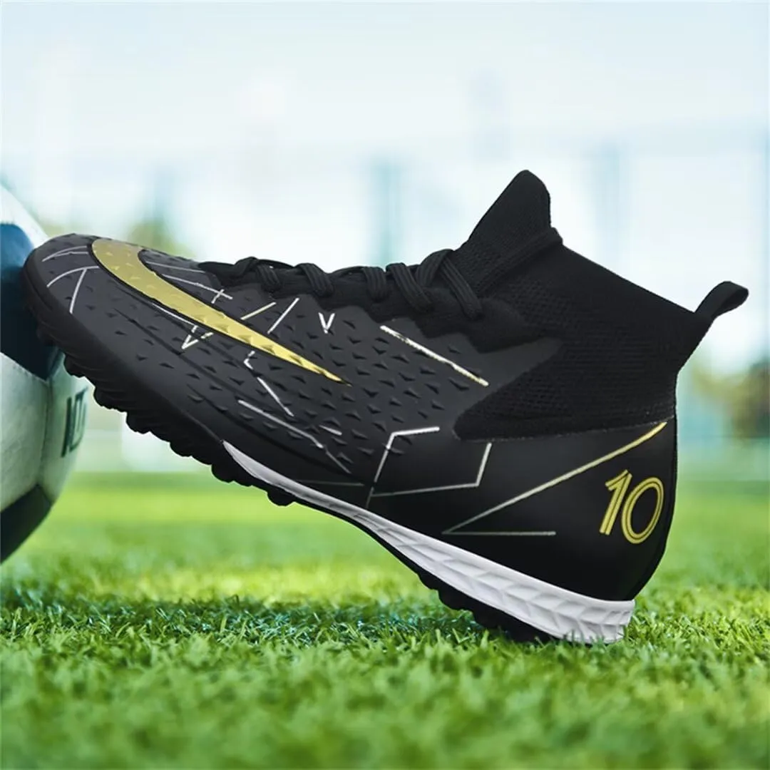 Youth Turf Soccer Shoes Mens Women High top Football Boots Indoor Athletic Ankle Shoes Spikes Indoor Soccer Cleats AG