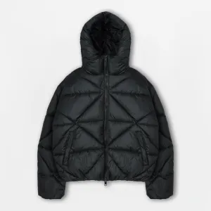 Zip Hooded Puffer Jacket - Black